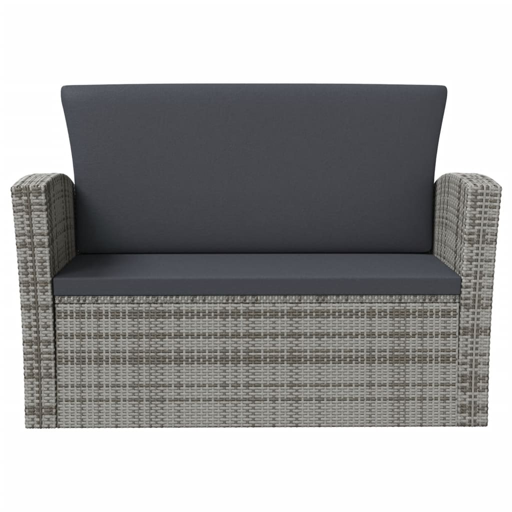 8-tlg. Garten-Lounge-Set mit Auflagen Poly Rattan Grau